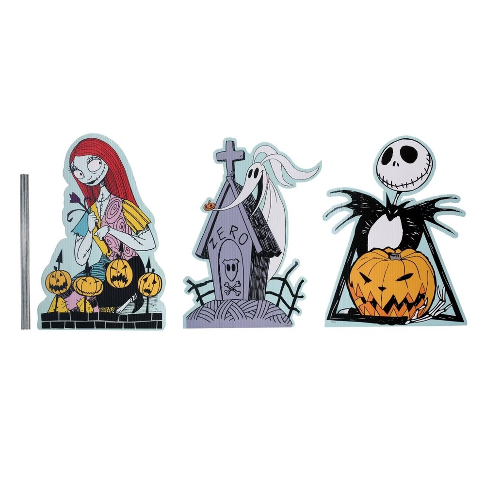Disney Nightmare Before Christmas Halloween Yard Signs Decoration, 3 pc